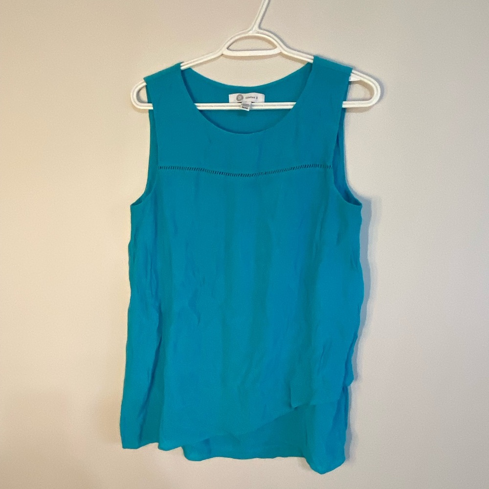 Chic Teal Sleeveless Blouse
